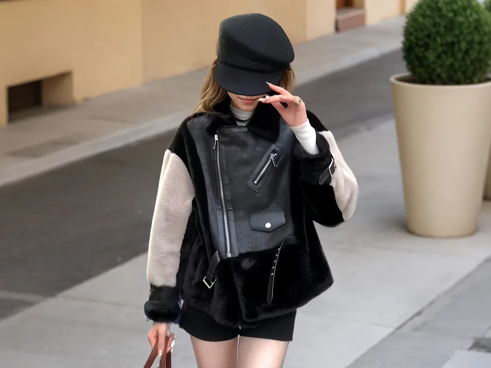 Damen Kunstpelzjacke