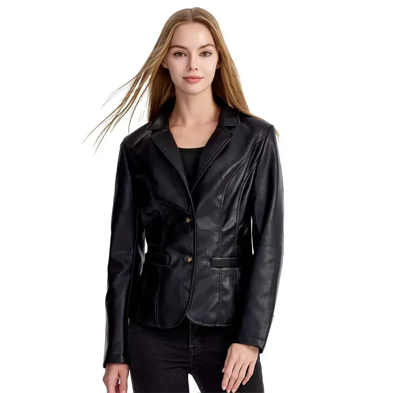 Kurzer Blazer aus veganem Leder für Abendveranstaltungen