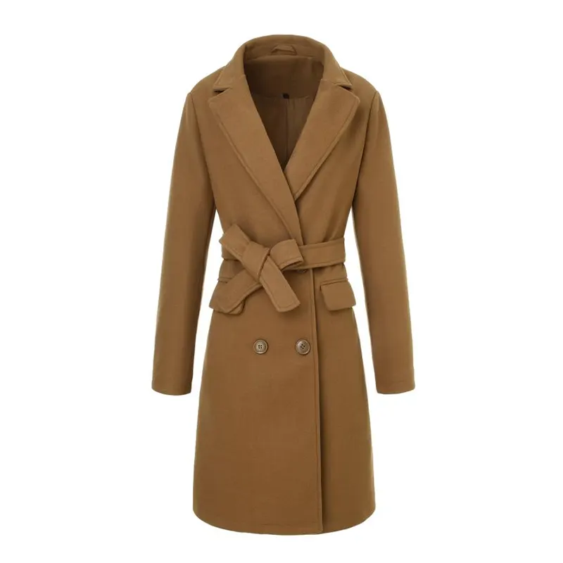 Zweireihiger langer französischer Vintage-Trenchcoat aus Wolle