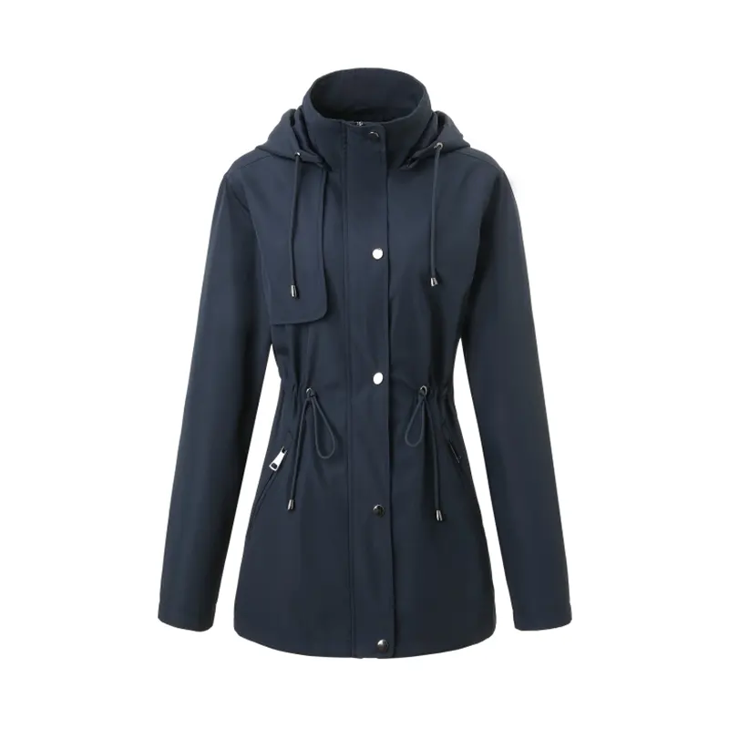 Windjacke mit Kapuze und Kordelzug an der Taille
