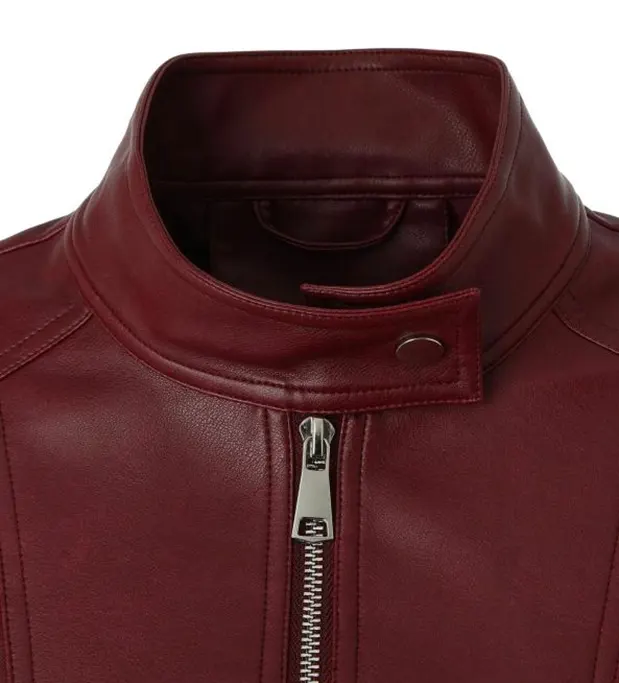 Sporty PU Leather Moto Jacket with Stand Collar