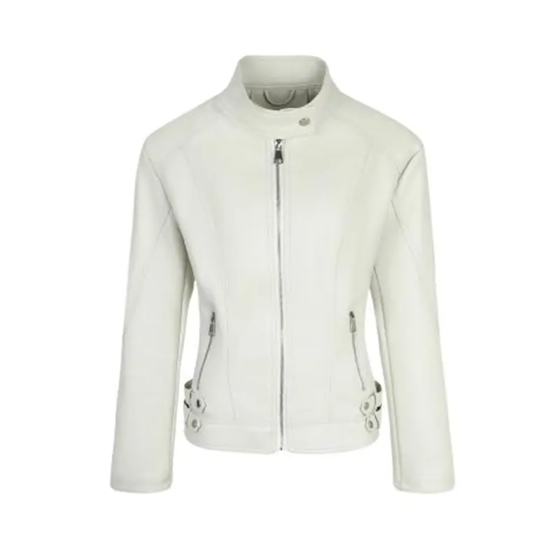Sporty PU Leather Moto Jacket with Stand Collar