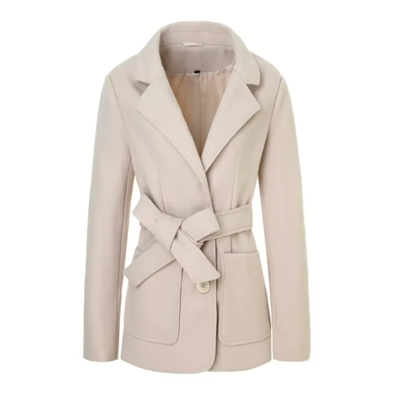 Slim-Fit Büro-Trenchcoat aus Wolle in Pastellfarben mit Gürtel