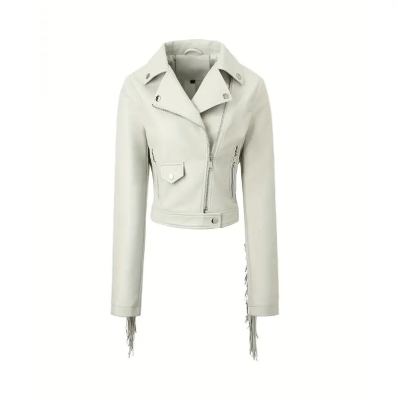 Streetwear-Jacke aus veganem Leder mit Fransendetails