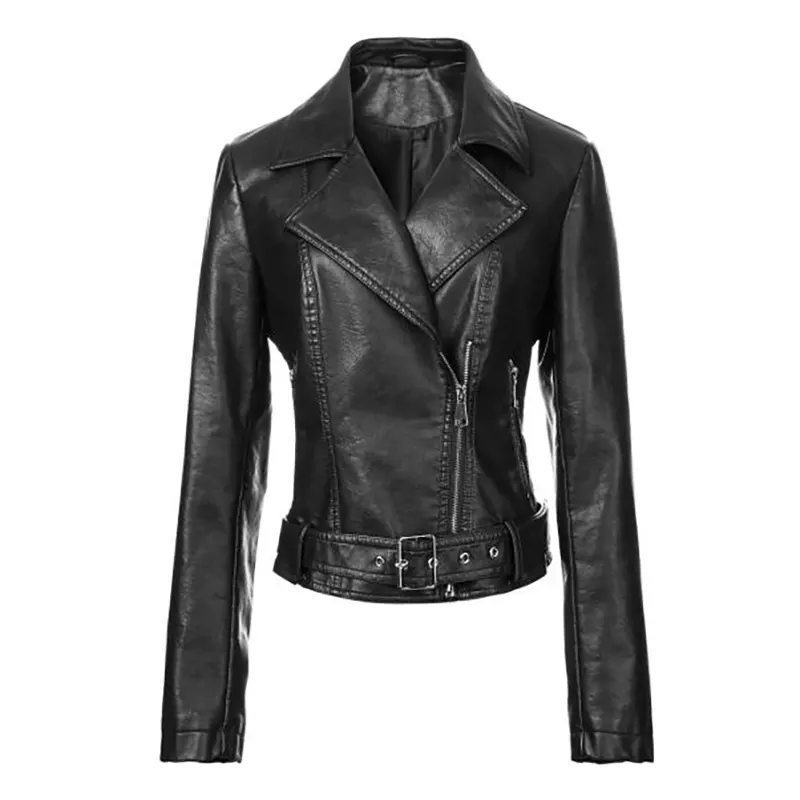 Vintage Bikerjacke aus Kunstleder mit Gürtel